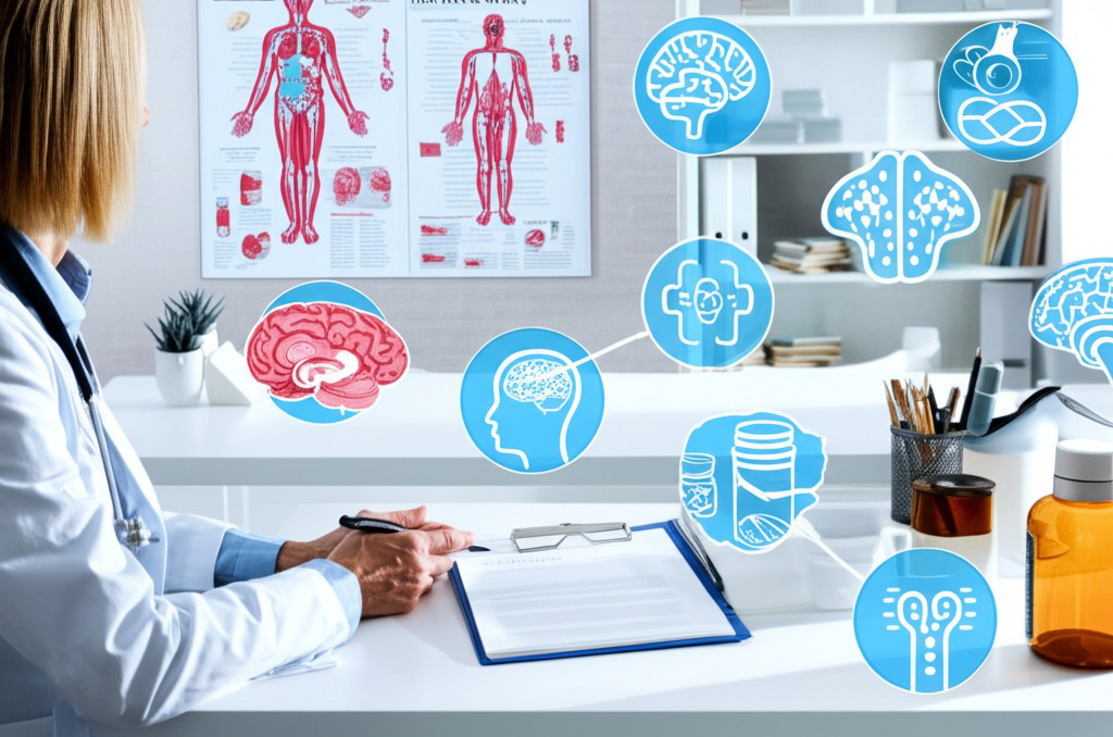 Psychiatrist in Florida, New Jersey, or New York consulting a patient about medication management, discussing prescriptions and treatment options for mental health care