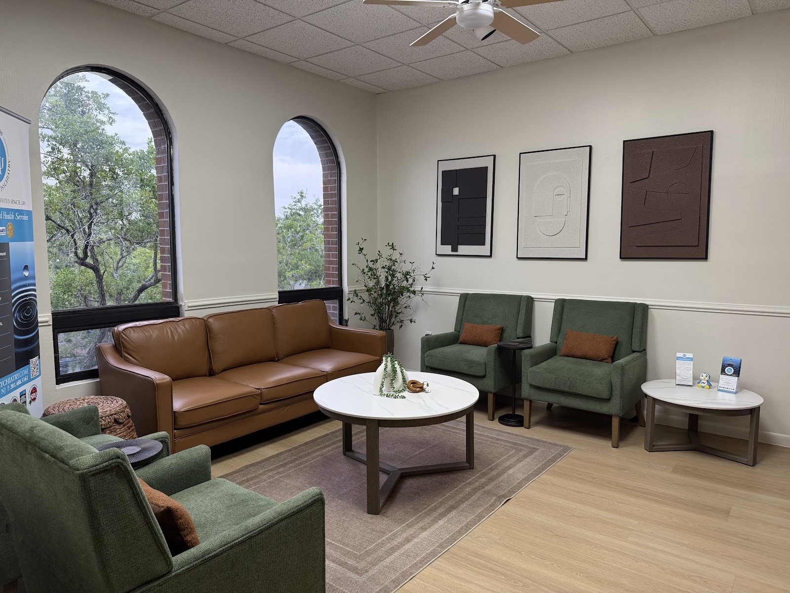 Waiting room with arched windows